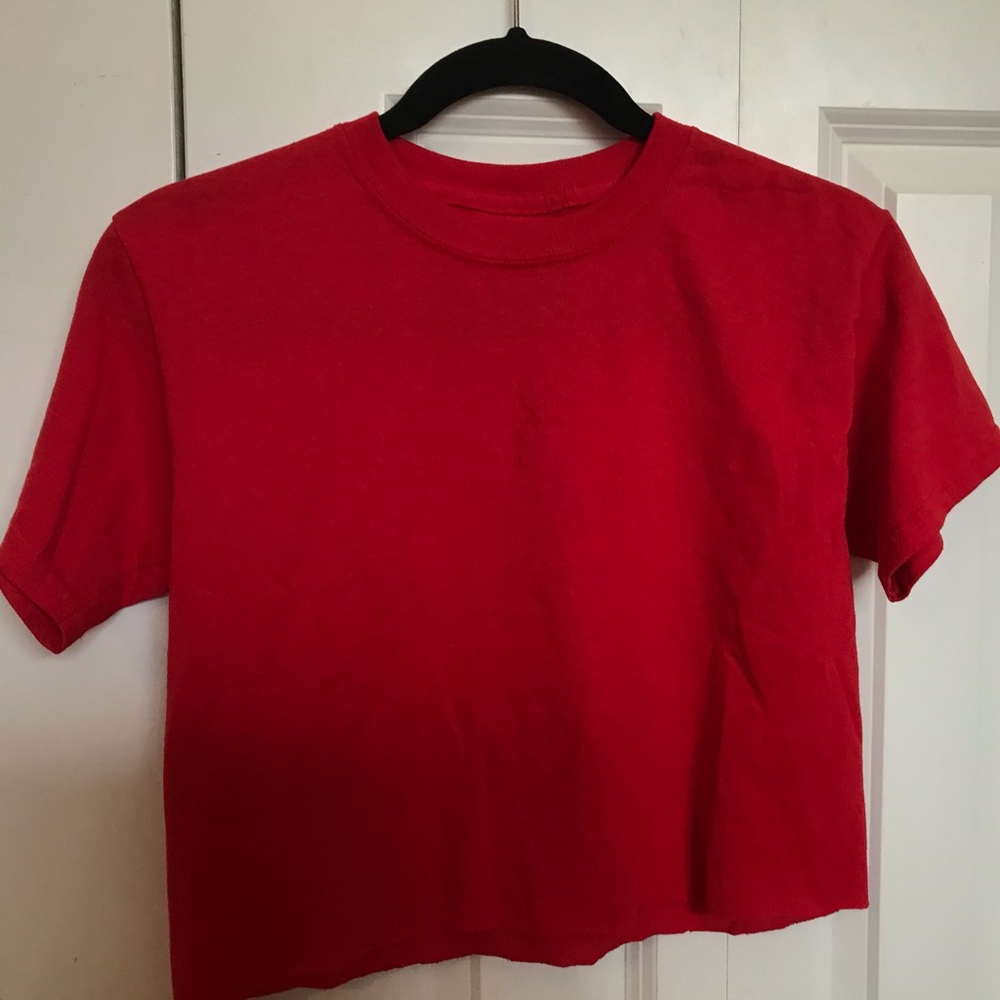 cropped red boxy tee